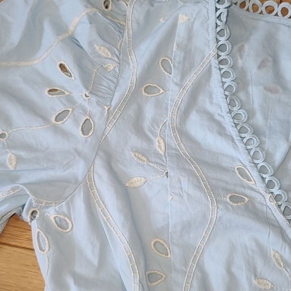 NWT RIVER ISLAND embroidery eyelet baby blue  dress US 6 - Picture 13 of 16